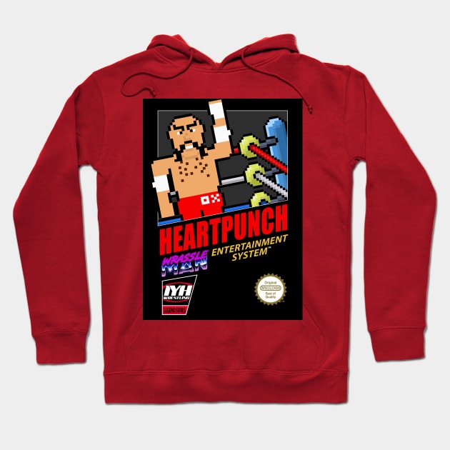 Wrassleman 8-Bit Retro Gaming Pro Wrestling: Heart Punch Hoodie by IYHWrestling
